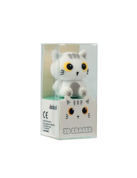 Gomme 3D kawaii - chat blanc - itotal