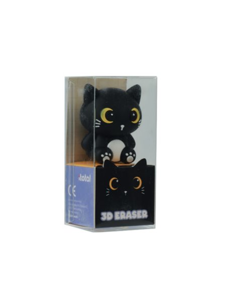 Gomme 3D kawaii - chat noir - itotal