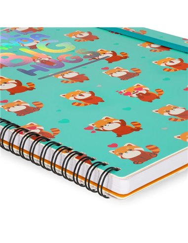Cahier Ligné - Maxi - à Spirale - Format A4 - panda roux - Legami