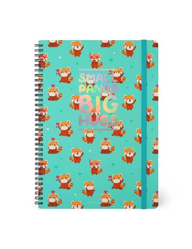 Cahier Ligné - Maxi - à Spirale - Format A4 - panda roux - Legami