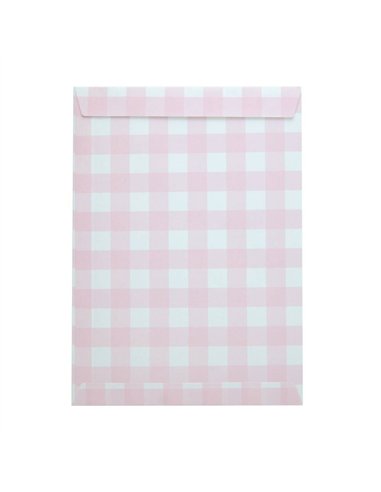 POCHETTES PAPIER VICHY ROSE X 8PCS