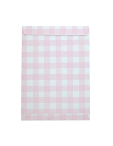 POCHETTES PAPIER VICHY ROSE X 8PCS