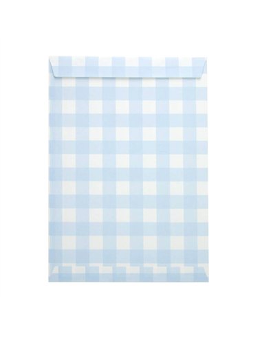 POCHETTES PAPIER VICHY BLEU X 8PCS