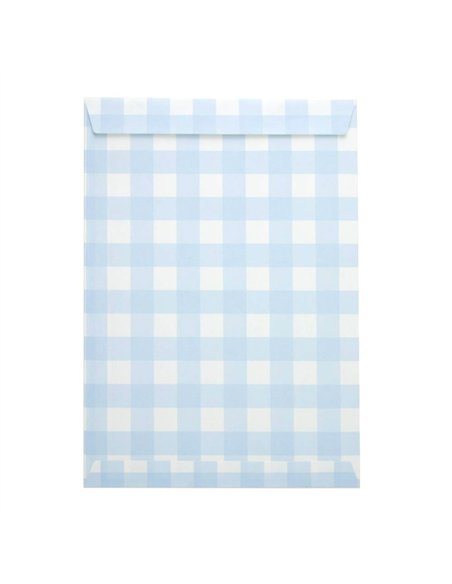 POCHETTES PAPIER VICHY BLEU X 8PCS