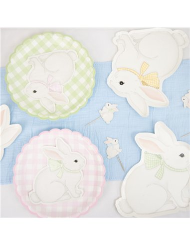 ASSIETTES FESTONNEES VICHY PASTEL 4 COUL ASS 23CM X 8