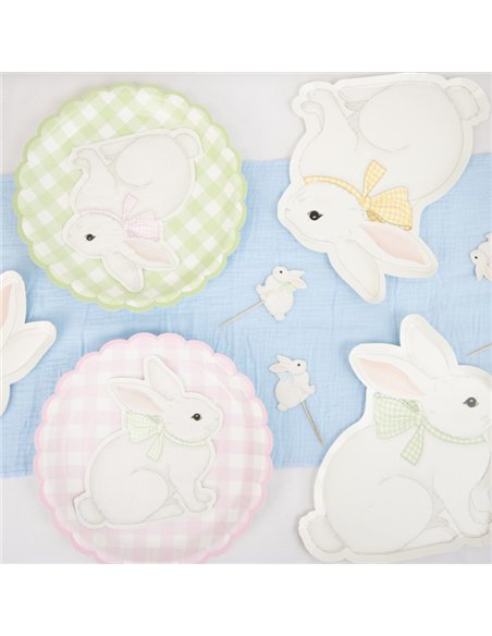 ASSIETTES FESTONNEES VICHY PASTEL 4 COUL ASS 23CM X 8