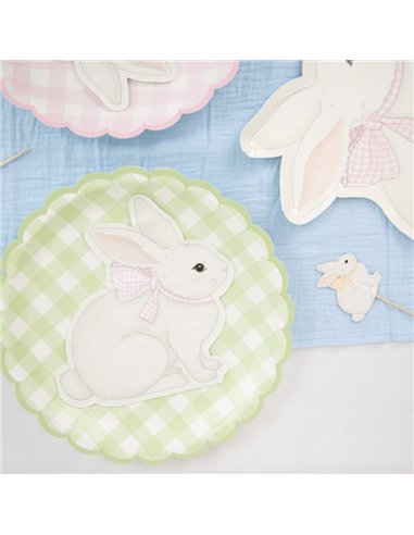 ASSIETTES FESTONNEES VICHY PASTEL 4 COUL ASS 23CM X 8