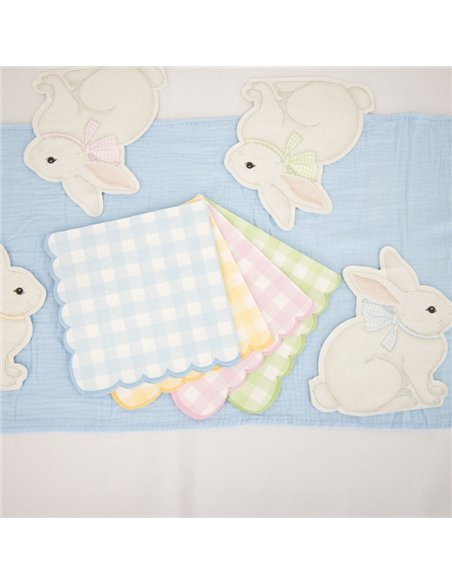 SERVIETTES FESTONNEES 33X33CM VICHY 4 COUL ASSX 16