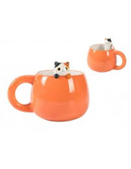 Tasse en Céramique avec breloque ORANGE CAT - itotal