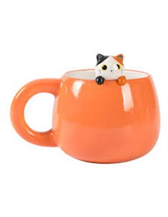 Tasse en Céramique avec breloque ORANGE CAT - itotal