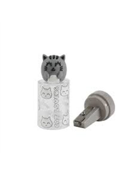 Taille-crayons chat noir blanc ou gris - itotal