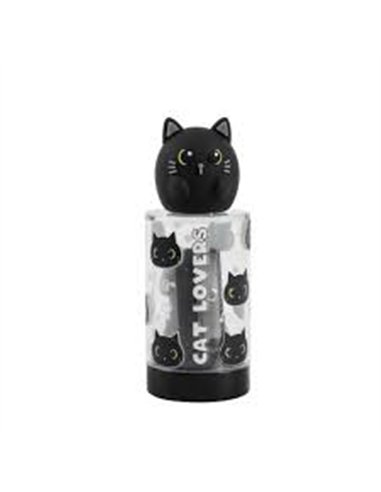 Taille-crayons chat noir blanc ou gris - itotal