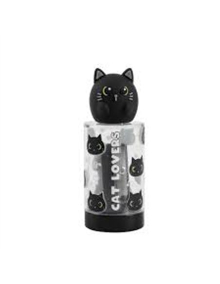 Taille-crayons chat noir blanc ou gris - itotal