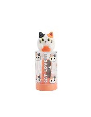 Taille-crayons chat noir blanc ou gris - itotal