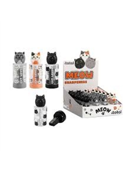 Taille-crayons chat noir blanc ou gris - itotal