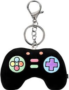 Porte-clés plush manette de jeux vidéo noire - itotal