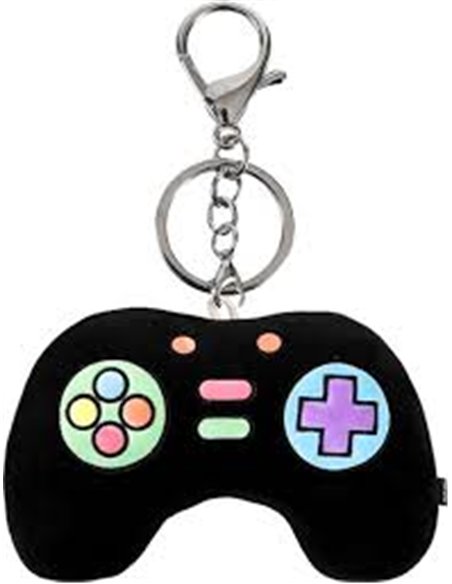 Porte-clés plush manette de jeux vidéo noire - itotal