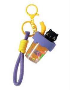 Porte-clés bublle tea chat noir - itotal