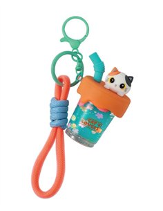 Porte-clés bubble tea chat orange - itotal
