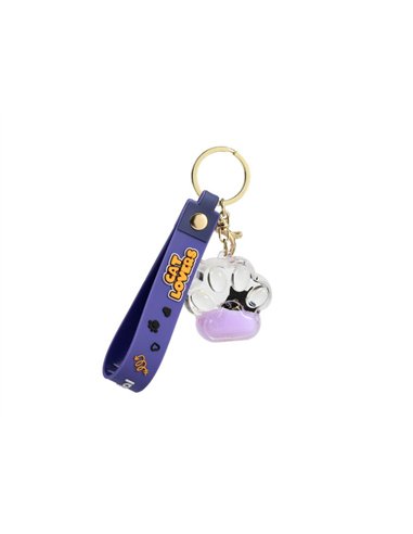 Porte-clés patte de chat liquide violet - itotal