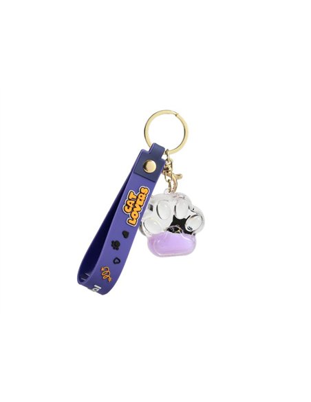 Porte-clés patte de chat liquide violet - itotal