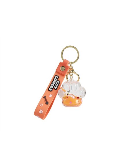 Porte-clés patte de chat liquide orange - itotal