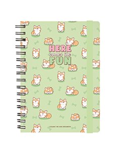CAHIER LIGNÉ À SPIRALE - SPIRAL NOTEBOOK - MAXI - CORGI - legami