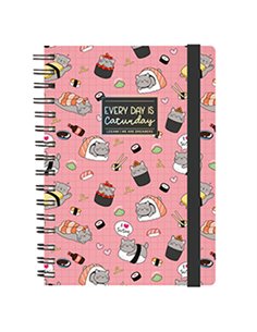 CAHIER LIGNÉ À SPIRALE - SPIRAL NOTEBOOK - LARGE - SUSHI CAT - legami