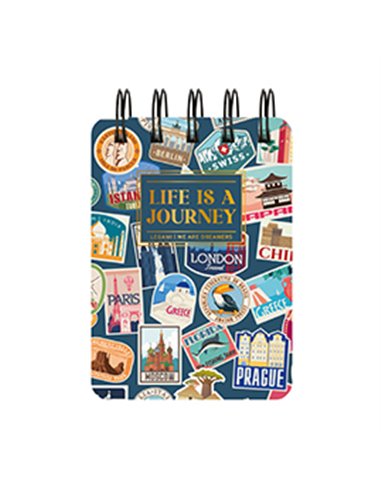 BLOC-NOTES LIGNÉ À SPIRALE - SPIRAL NOTEPAD - MINI - TRAVEL STICKERS - legami