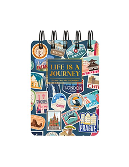 BLOC-NOTES LIGNÉ À SPIRALE - SPIRAL NOTEPAD - MINI - TRAVEL STICKERS - legami