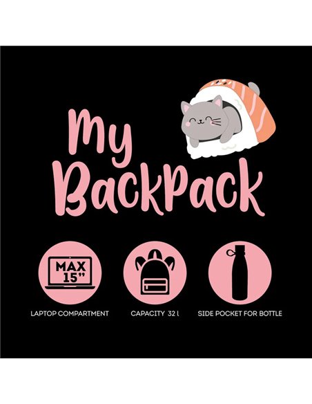 SAC À DOS - MY BACKPACK - SUSHI CAT - legami