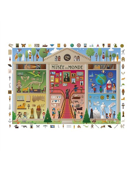Puzzle 100 pièces " Cherche et trouve " - Le Musée du Monde - sentosphère