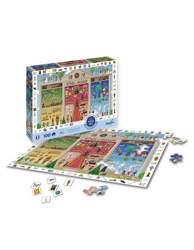 Puzzle 100 pièces " Cherche et trouve " - Le Musée du Monde - sentosphère