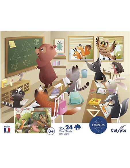 Puzzle 2 x 24 pièces - Vive l'Ecole - sentosphère