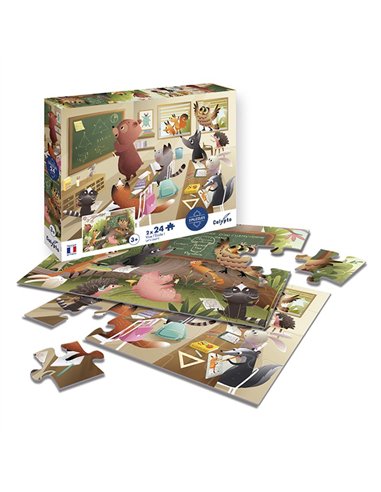 Puzzle 2 x 24 pièces - Vive l'Ecole - sentosphère