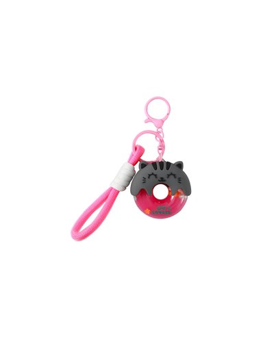 Porte-clés donut chat gris - itotal