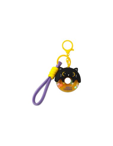 Porte-clés donut chat noir - itotal