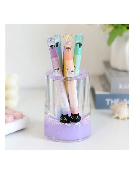 Porte-stylos liquide chat noir - itotal