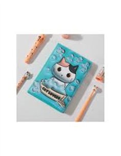 Carnet de notes 3D chat blanc et orange - itotal 2