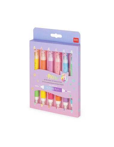 Set de 6 Surligneurs à Double Pointe meow - kitty - Legami