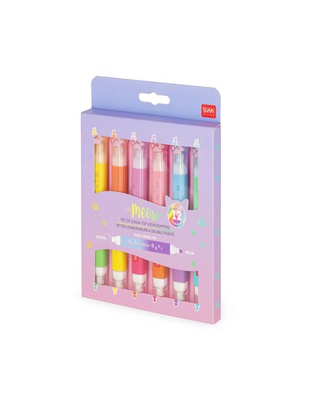 Set de 6 Surligneurs à Double Pointe meow - kitty - Legami