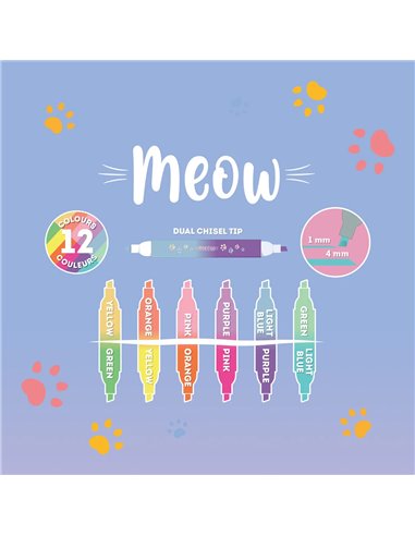 Set de 6 Surligneurs à Double Pointe meow - kitty - Legami