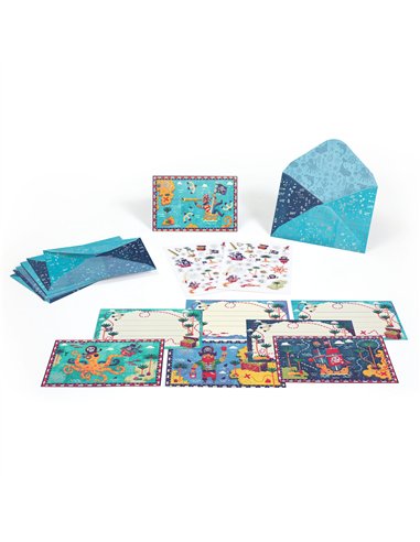 CARTES D’INVITATION - Boîte de correspondance Tous à bord ! pirates - djeco