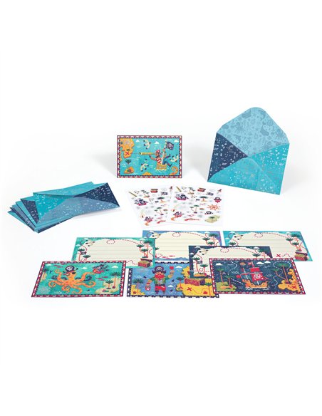 CARTES D’INVITATION - Boîte de correspondance Tous à bord ! pirates - djeco