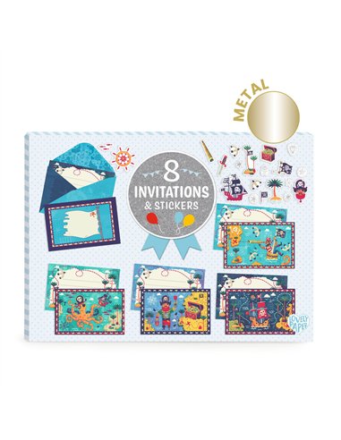 CARTES D’INVITATION - Boîte de correspondance Tous à bord ! pirates - djeco