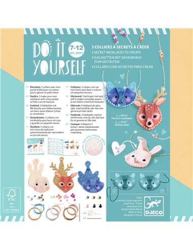 COLLIERS FEUTRINE DIY - 3 colliers animaux à créer - djeco