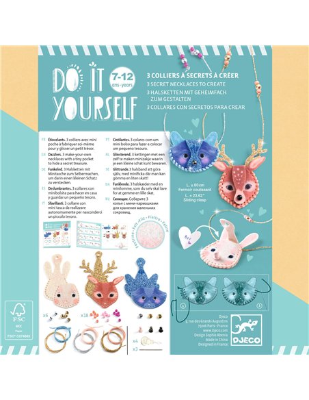 COLLIERS FEUTRINE DIY - 3 colliers animaux à créer - djeco