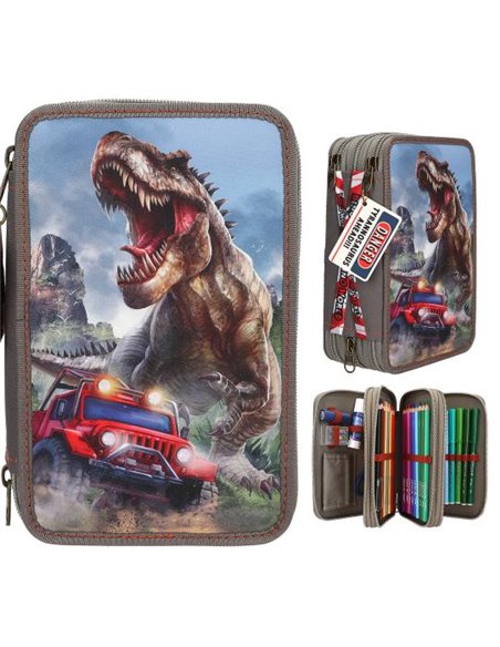 Dino World Trousse à crayons 3 compart NEW WORLD