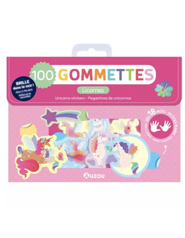 Ma pochette de 100 gommettes - Licornes Qui brillent dans le noir