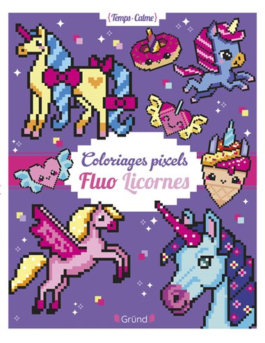 Coloriages pixels fluo licornes - grund